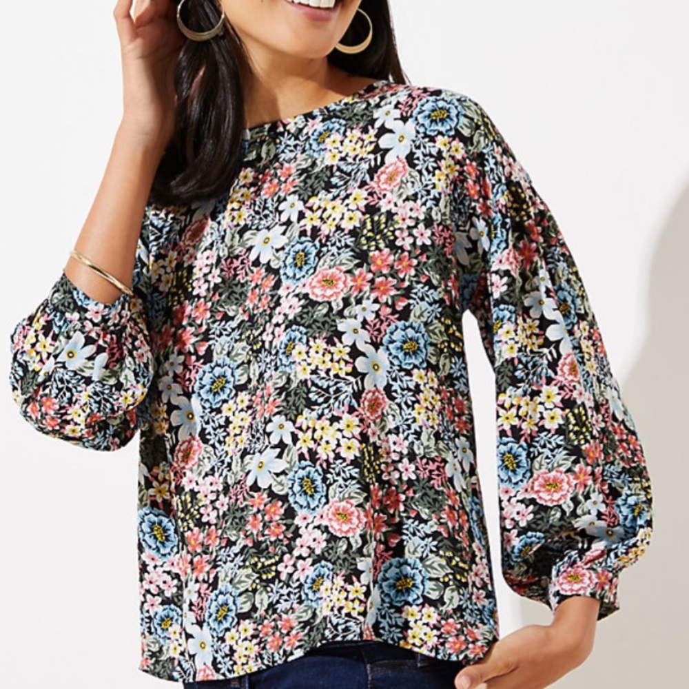 Bouquet Mixed Media Blouse